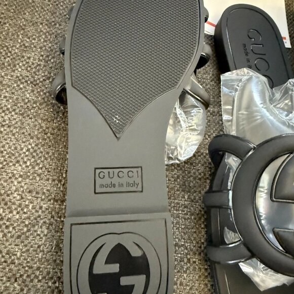 Gucci Women Sandals Slides Rubber .size 39 - Picture 2 of 5